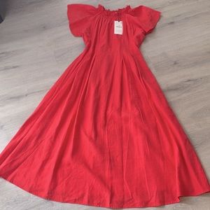 Zara Maxi red linen dress
